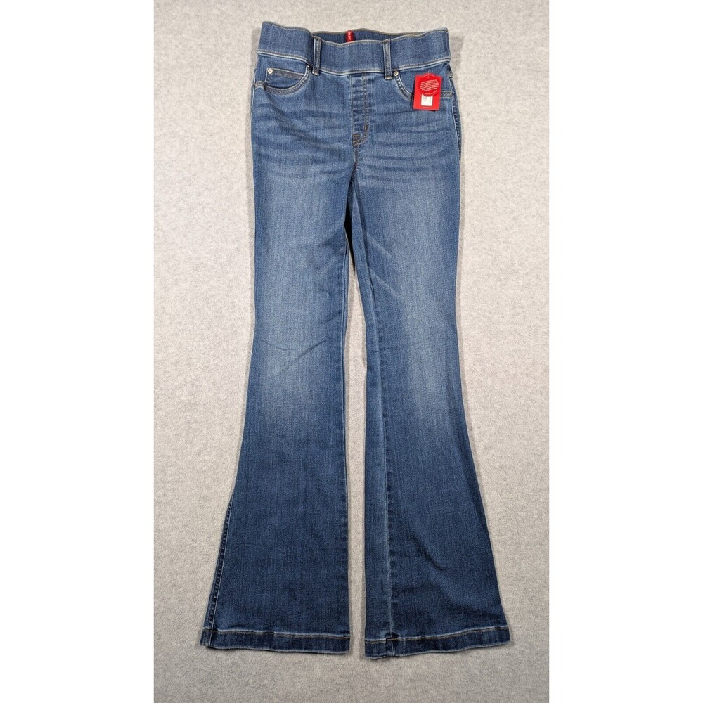 Spanx Women Jeans‎ Small Petite NWT Flare Pull On Vintage Indigo Seam Front Y2k